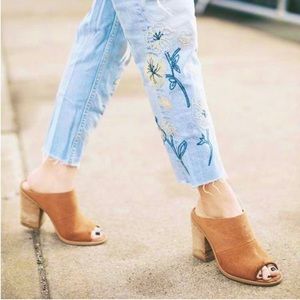 CALL IT SPRING suede peep toe mules stack heeled women’s Size 7.5 Galerassi